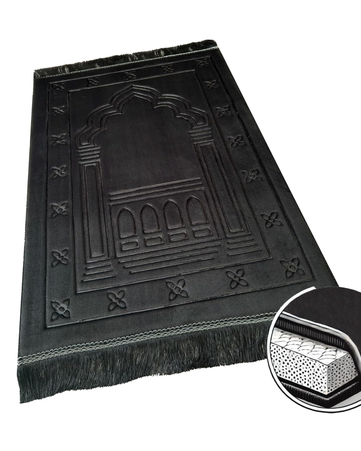 Ergonomic prayer rug with memory foam - Black - 2