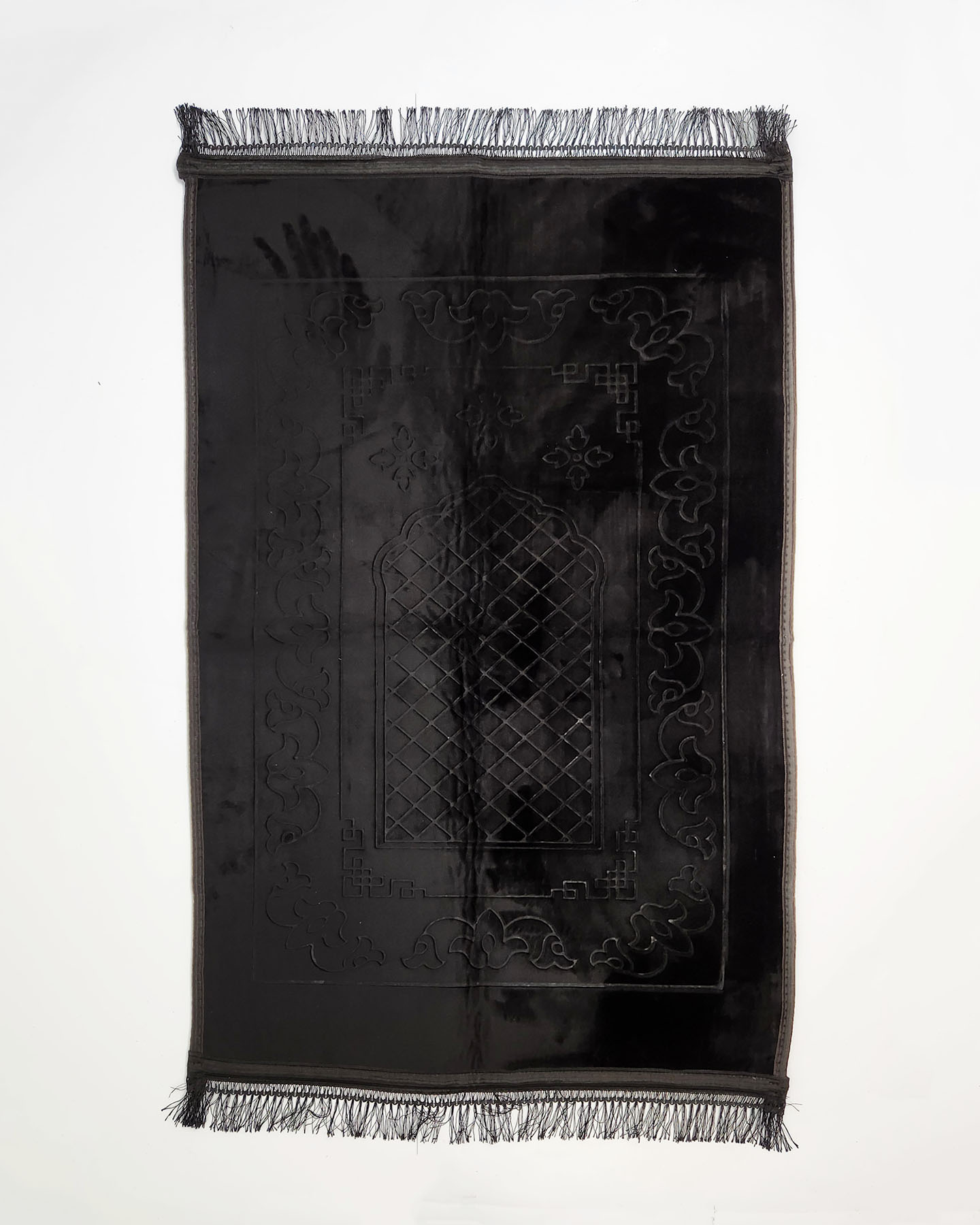 Luxury Padded Velvet Prayer Rug - Black