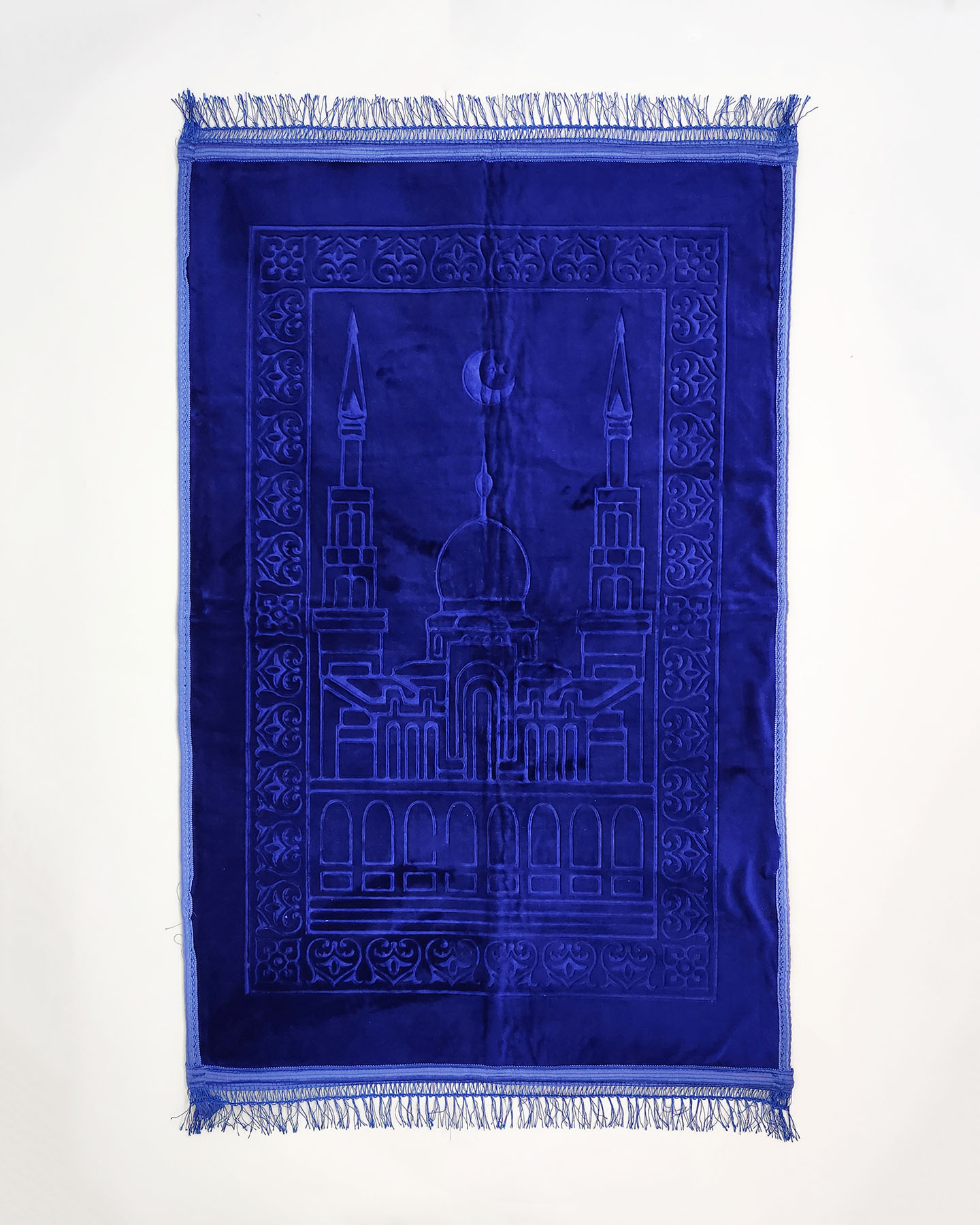 Luxury Padded Velvet Prayer Rug - Royal Blue