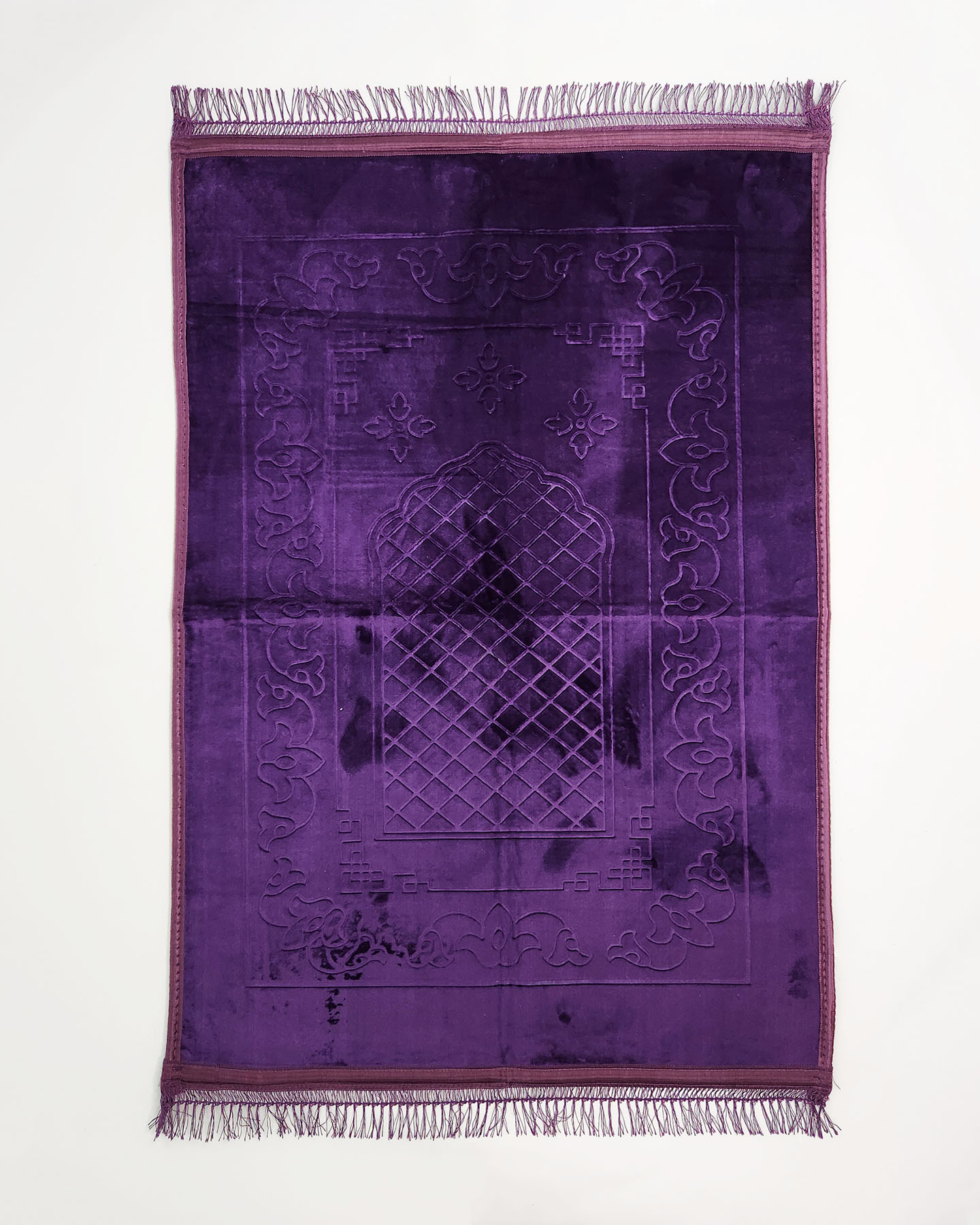 Luxury Padded Velvet Prayer Rug - Purple