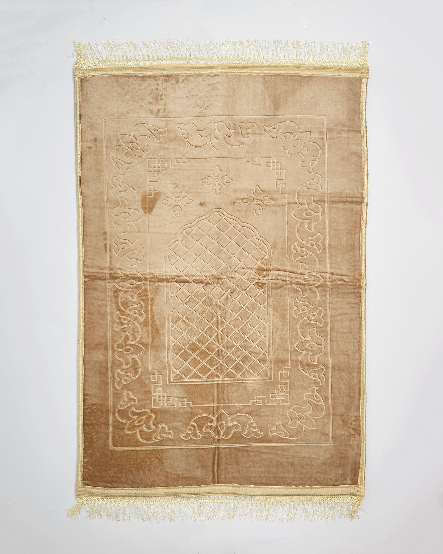 Luxury Padded Velvet Prayer Rug - Beige