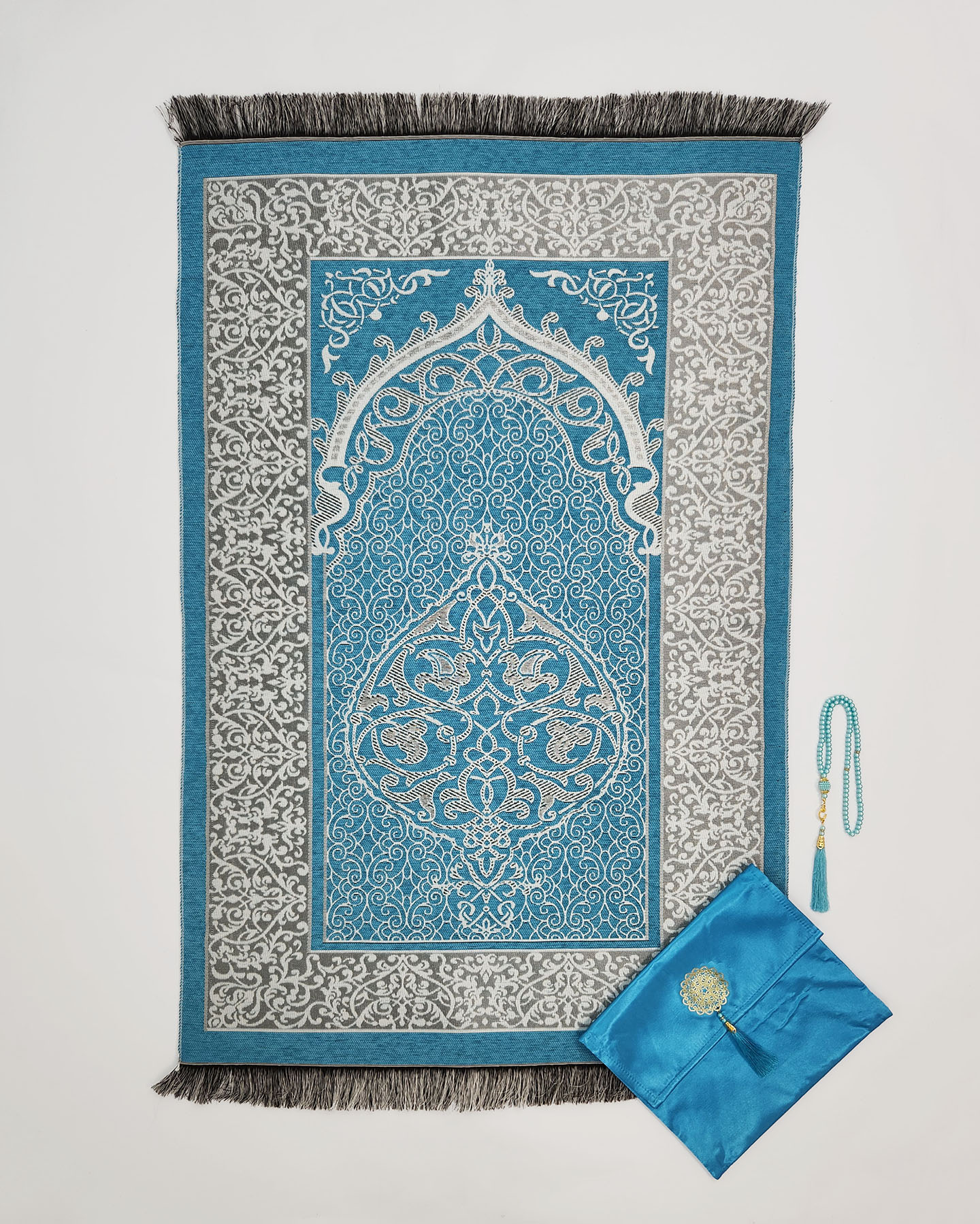 Gift set - Prayer mat with rosary - Sky blue
