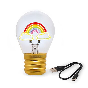 Bulb fiction, glödlampsformad bordslampa, Rainbow