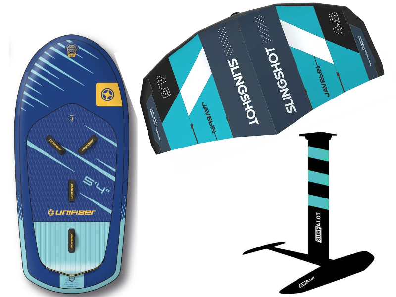 WINGSURFPAKET - UNFIBER board with Surfalot foil and Slingshot Javelin 5m wing