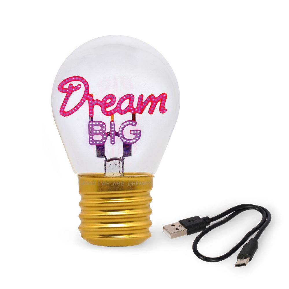 Bulb fiction, glødelampeformet bordlampe, Dream big - 3