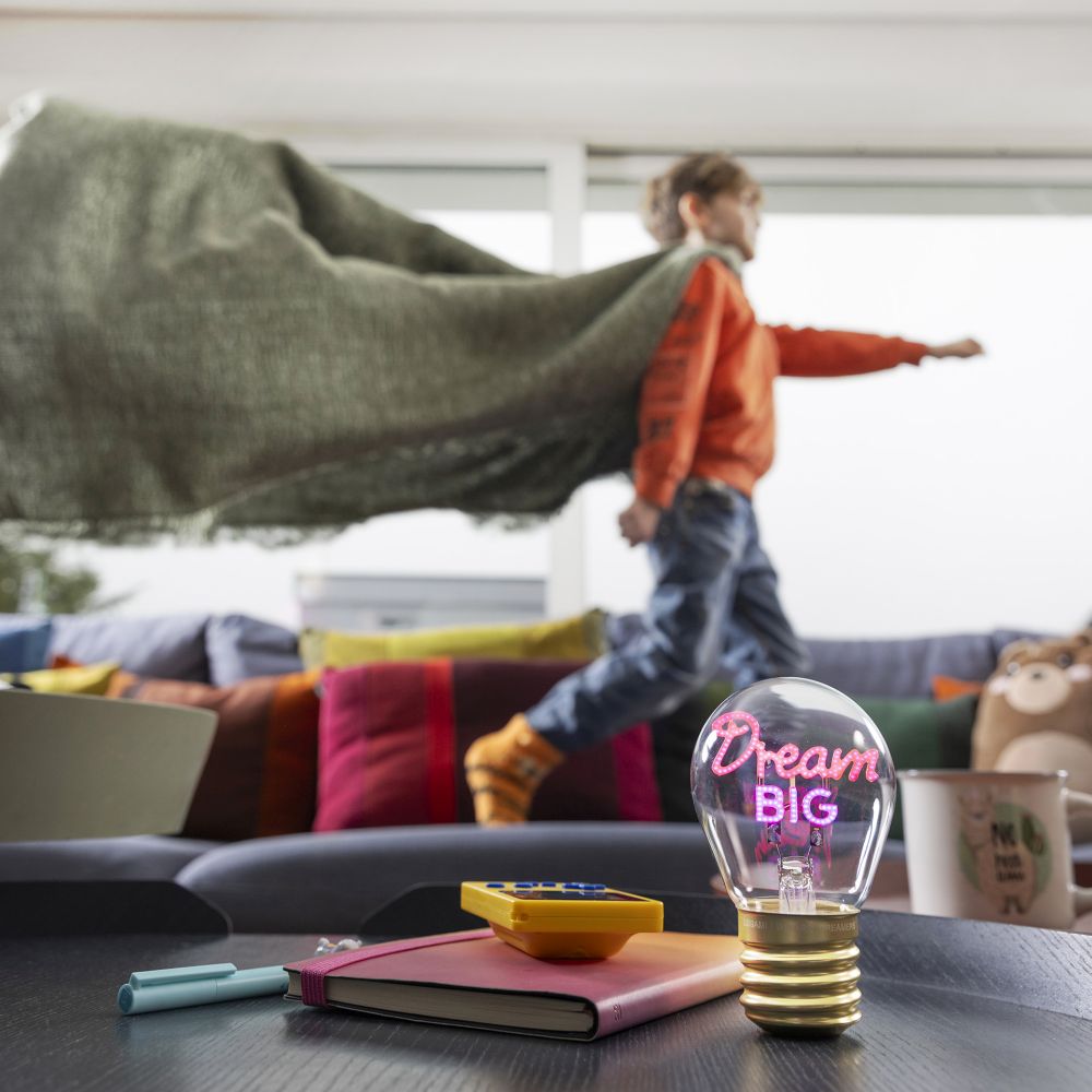 Bulb fiction, glødelampeformet bordlampe, Dream big - 6