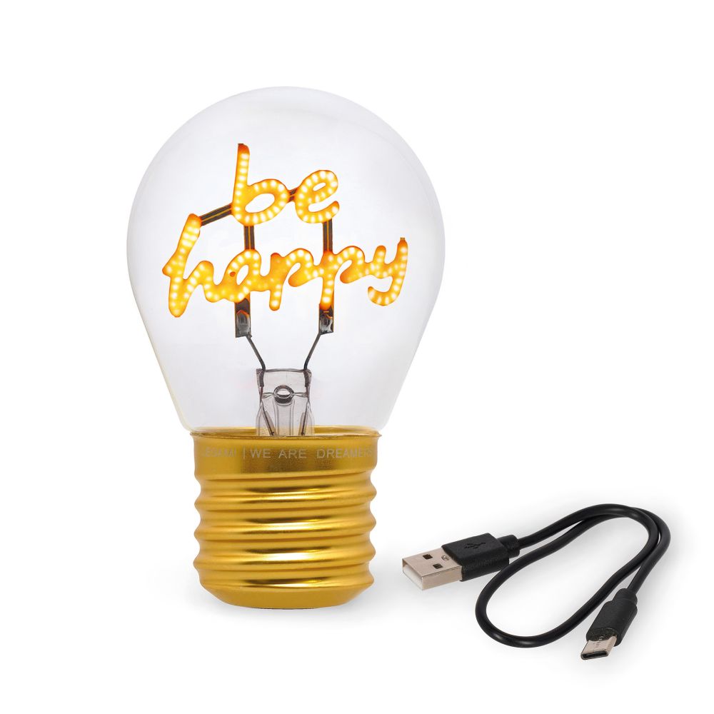Bulb fiction, glödlampsformad bordslampa, Be happy - 3