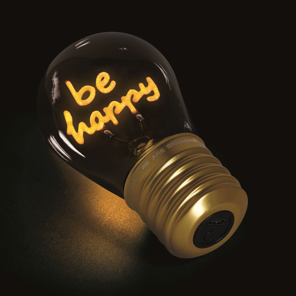Bulb fiction, glödlampsformad bordslampa, Be happy - 4