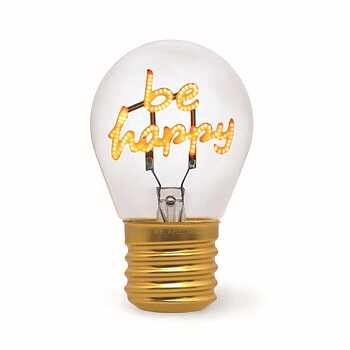 Bulb fiction, glödlampsformad bordslampa, Be happy