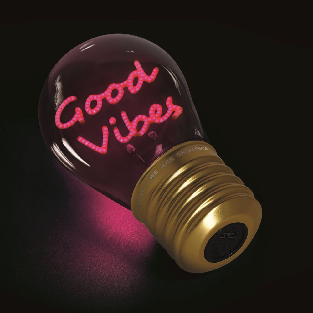 Bulb fiction, glødelampeformet bordlampe, Good vibes - 4
