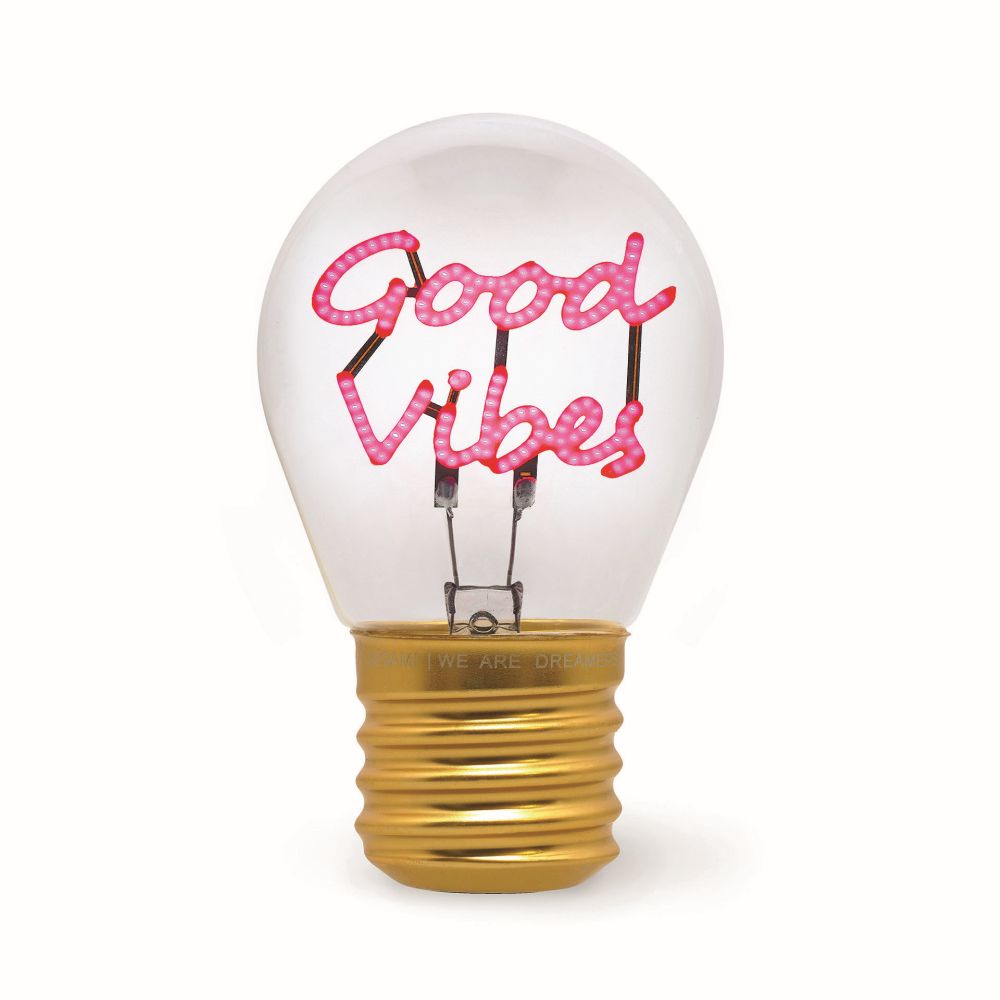 Bulb fiction, glødelampeformet bordlampe, Good vibes