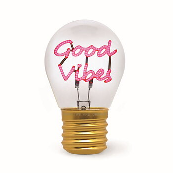 Bulb fiction, glödlampsformad bordslampa, Good vibes