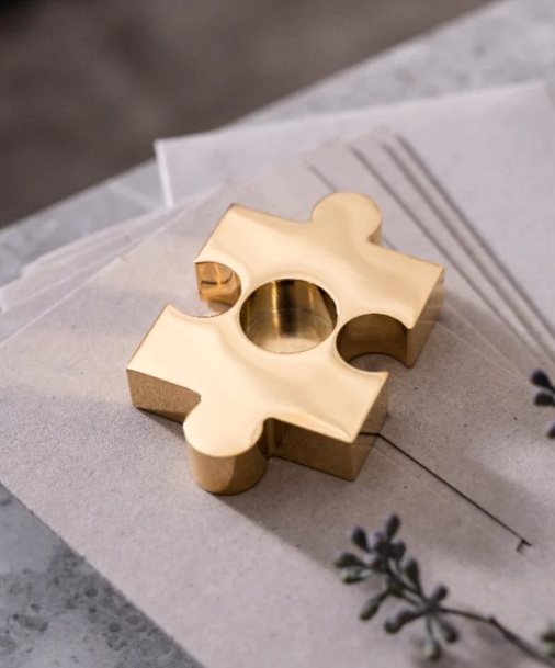 Skultuna PPG Puzzle kynttilänpidin kullattu - 2