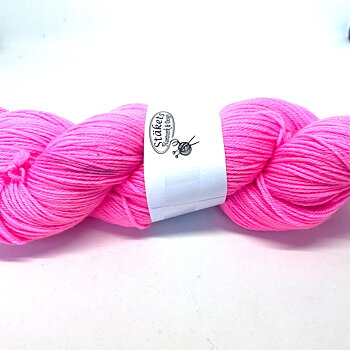 Handfärgad Stäket Sock neonrosa