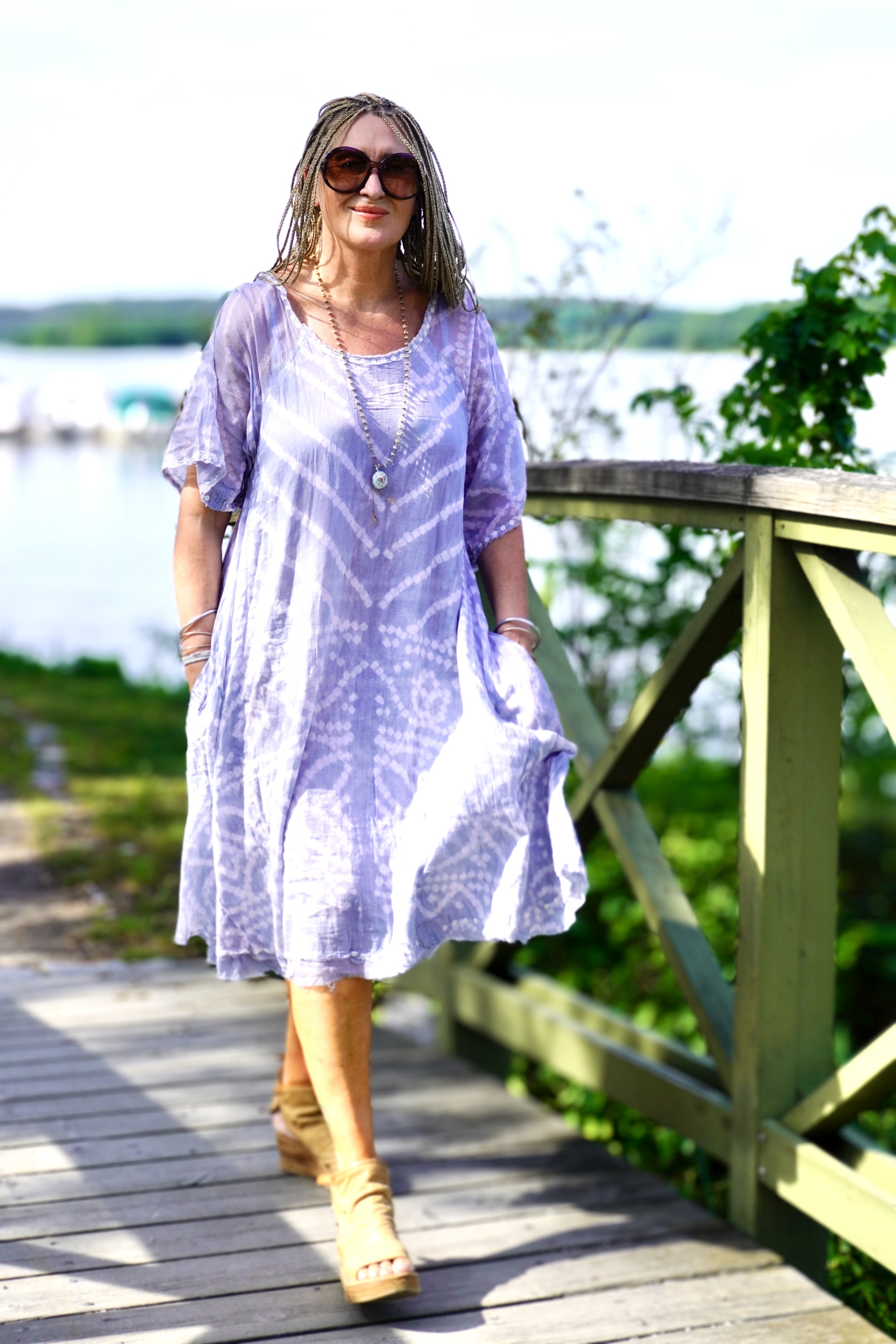 RAFI COTTON DRESS GREY BLUE  - 4