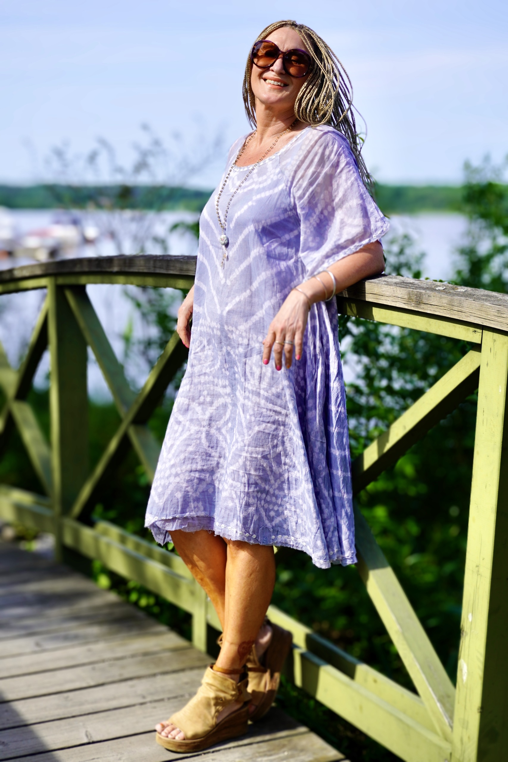 RAFI COTTON DRESS GREY BLUE  - 5