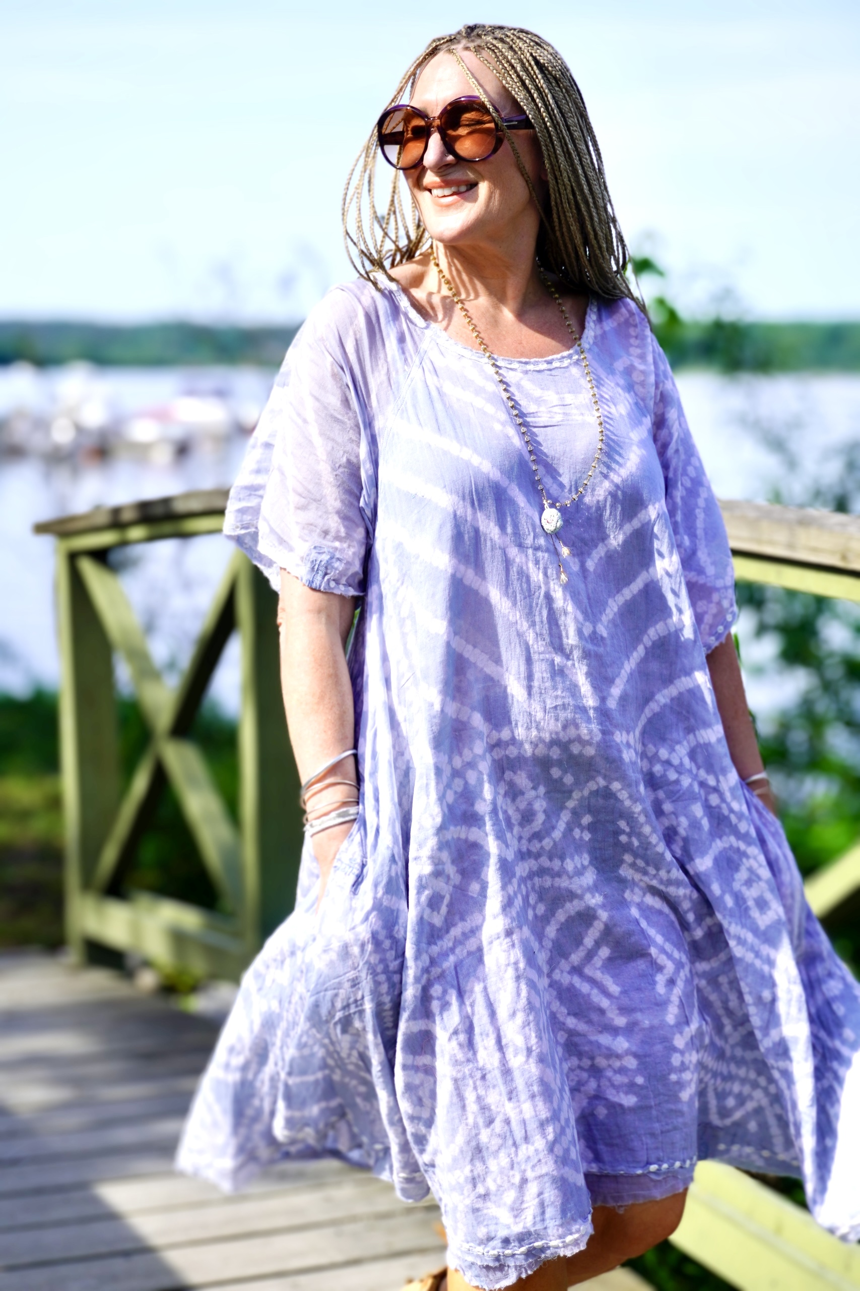 RAFI COTTON DRESS GREY BLUE 