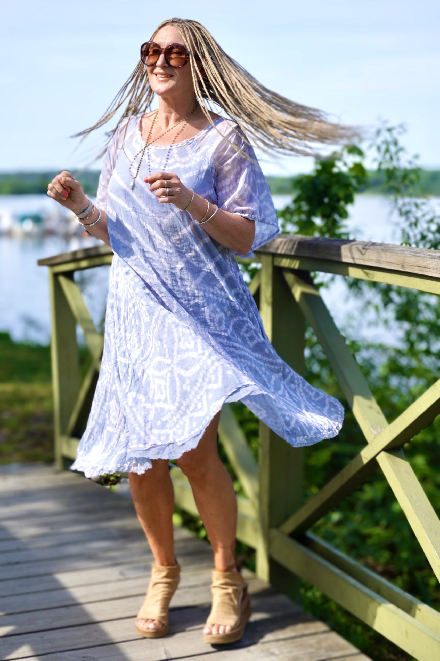 RAFI COTTON DRESS GREY BLUE 