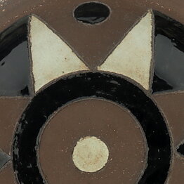 Inger Persson (1960s) Brown Studio Bowl with Black/White Decor 18 cm