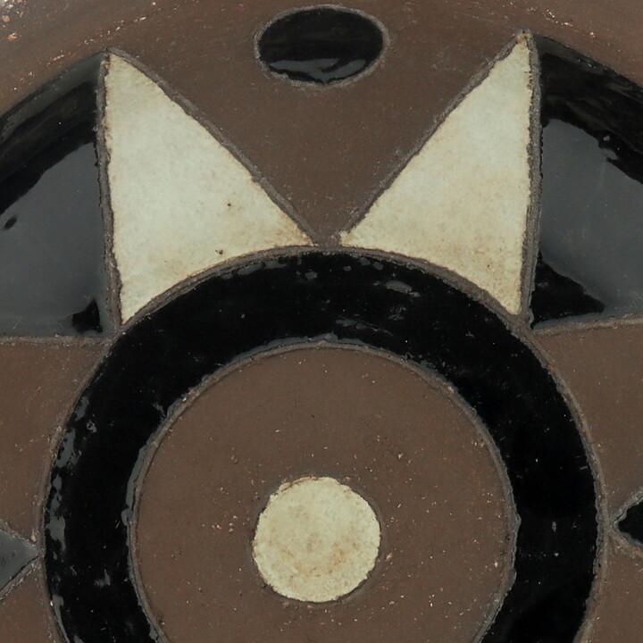Inger Persson (1960s) Brown Studio Bowl with Black/White Decor 18 cm