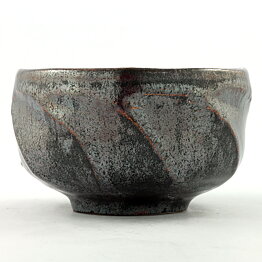 イサク・イサクソン  一点もの  黒/グレーのボウル  結晶釉  茶碗  (11cm)  2000年代  #12