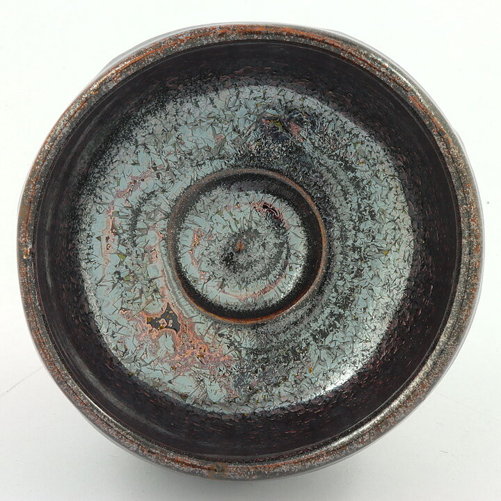 イサク・イサクソン  一点もの  黒/グレーのボウル  結晶釉  茶碗  (11cm)  2000年代  #12