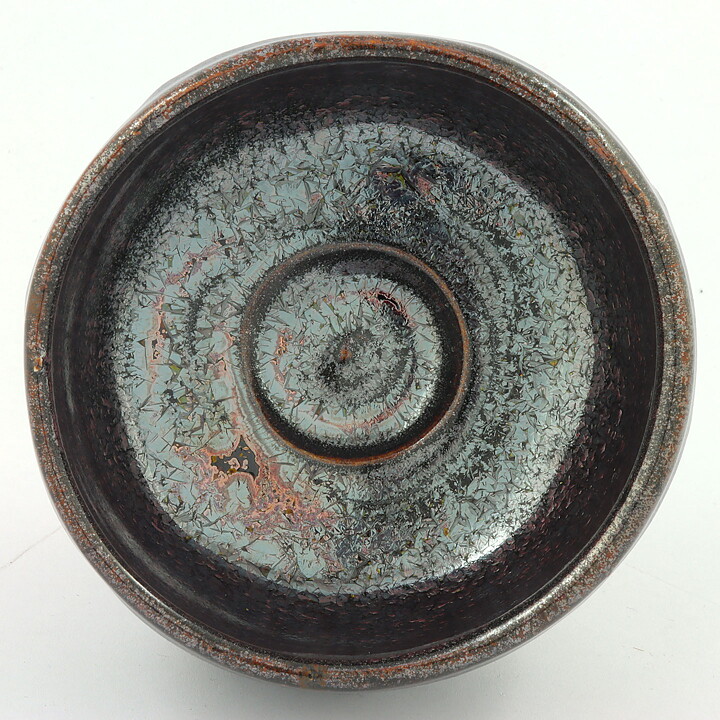 Isak Isaksson (2000s) Unique Chawan Bowl with Black/Gray Crystalline Glaze 11 cm  #12