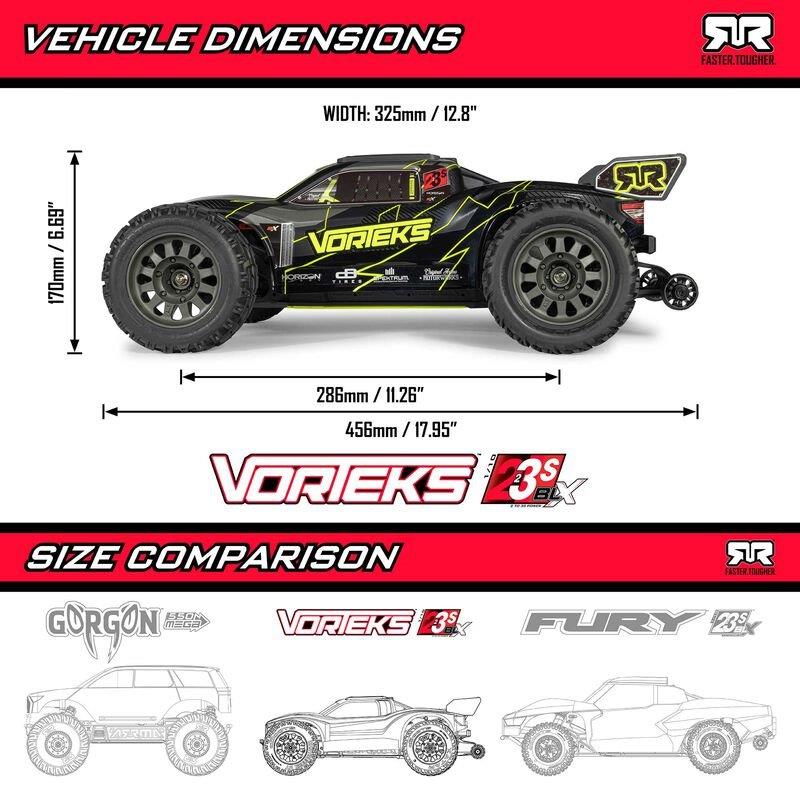 ARRMA 1/10 VORTEKS 223S DSC 2WD RTR Brushless Stadium Truck, Blue - 31