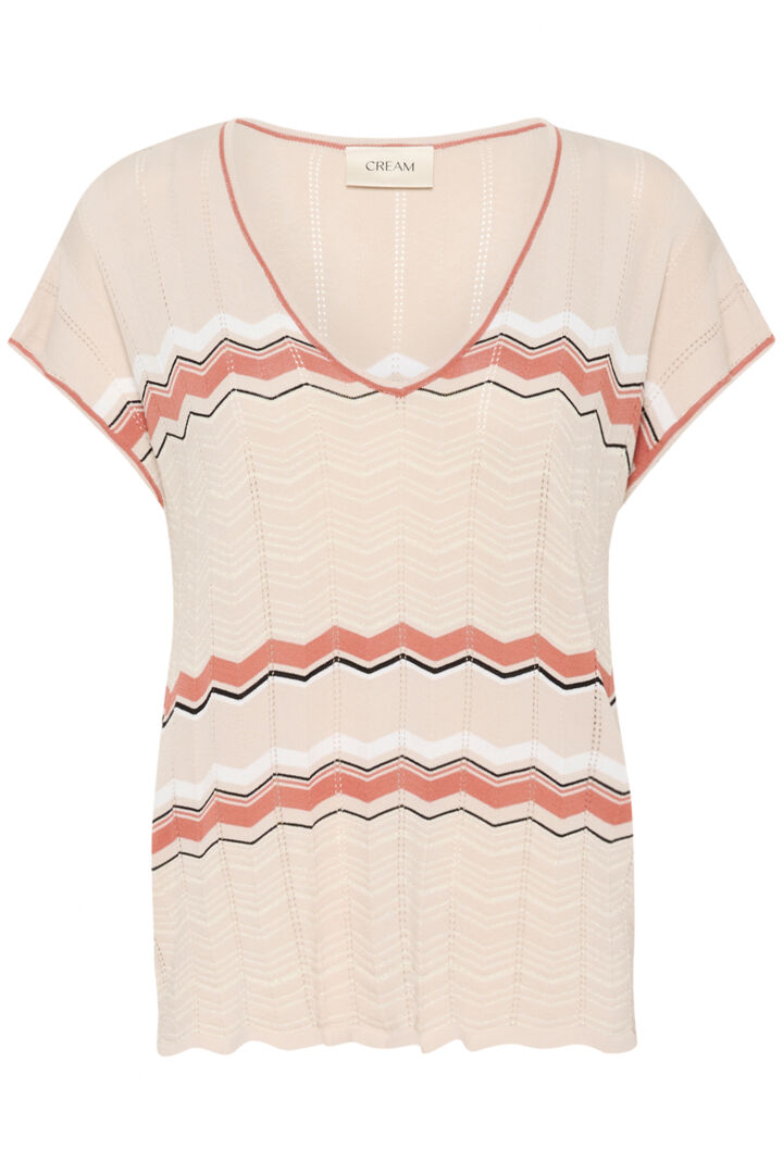 Cream Tommin Knit Blouse Bruchetta Zigzag - 2