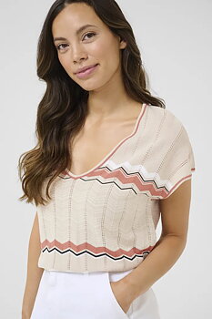 Cream Tommin Knit Blouse Bruchetta Zigzag
