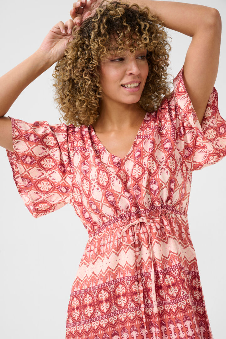 Cream Tiah Dress Ethnic Geometric Pale - 2
