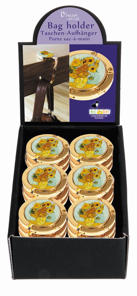 Väskkrokar, Van Gogh, Solrosor, Bordsdisplay med 24 st. TEMA-produkt