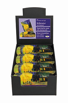 Brilleetuier med pudseklude, Van gogh, Natcafé, Display med 8 stk, TEMA-produkt.