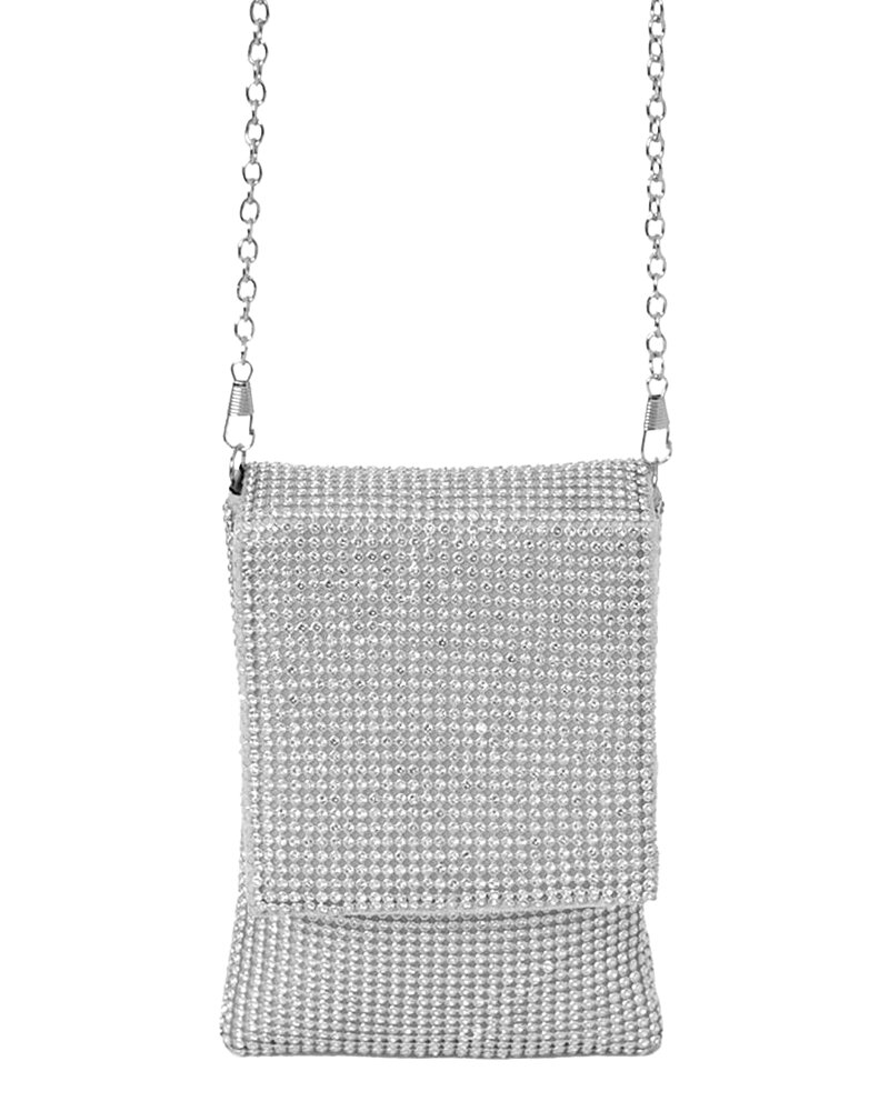 Mobilväska silver med silverstrass