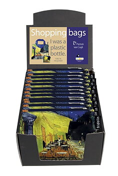 Eco bags, Van Gogh, Natcafé,, Borddisplay med 12 stk. TEMA-produkt. 