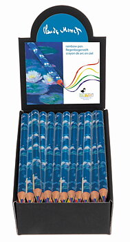 Blyertspennor med regnbågsstift, Claude Monet. Display med 50 st. TEMA-produkt.