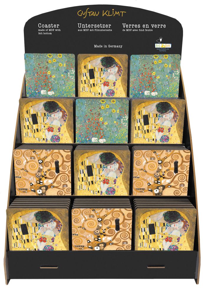 Glasunderlägg MDF, Gustav Klimt, Bordsdisplay 72 st, TEMA-produkt