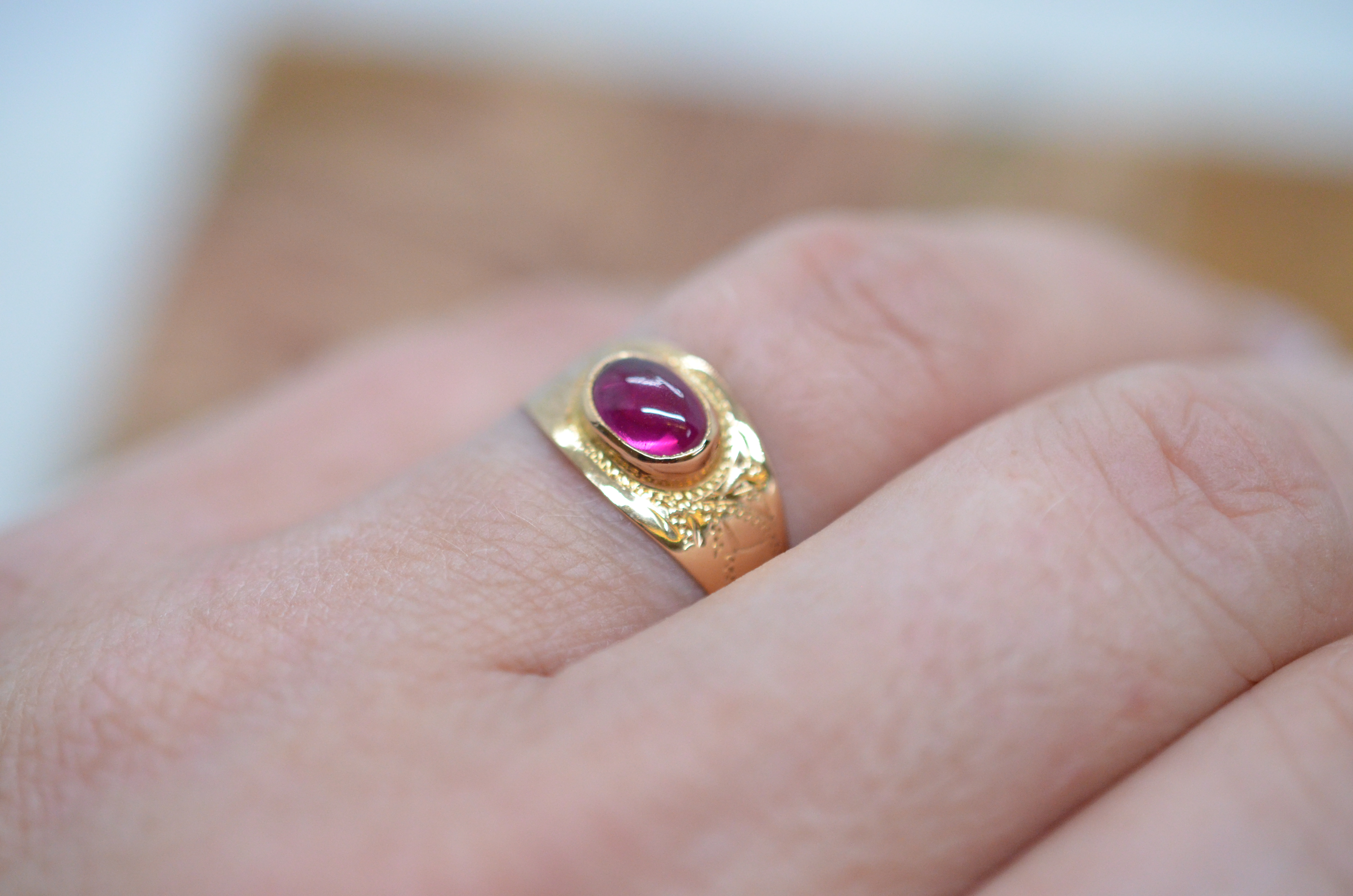 Vintage 18k ring med rosa sten, 1964 - 4