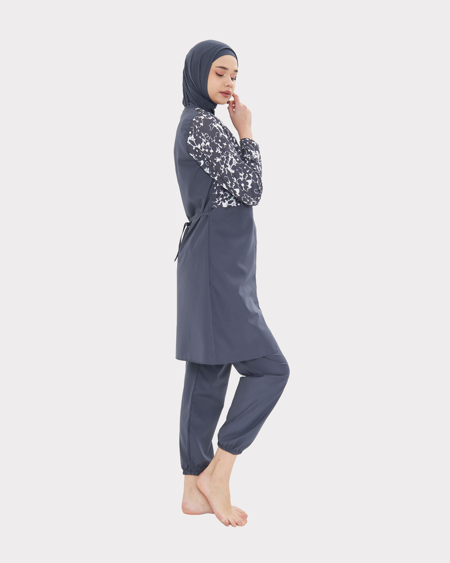 Muslim Swimsuit with hijab - Gray - 3