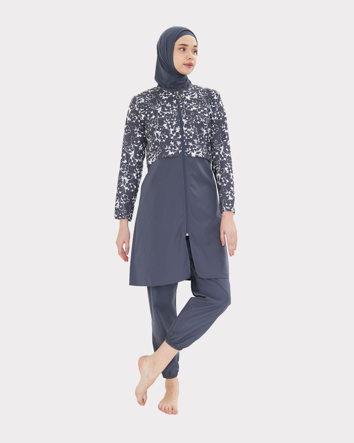 Muslim Swimsuit with hijab - Gray - 2