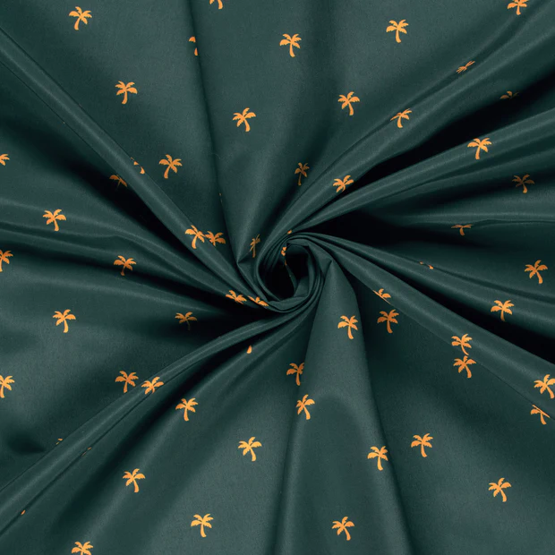 Swimshorts fabric- Petrol palms (water repellent)