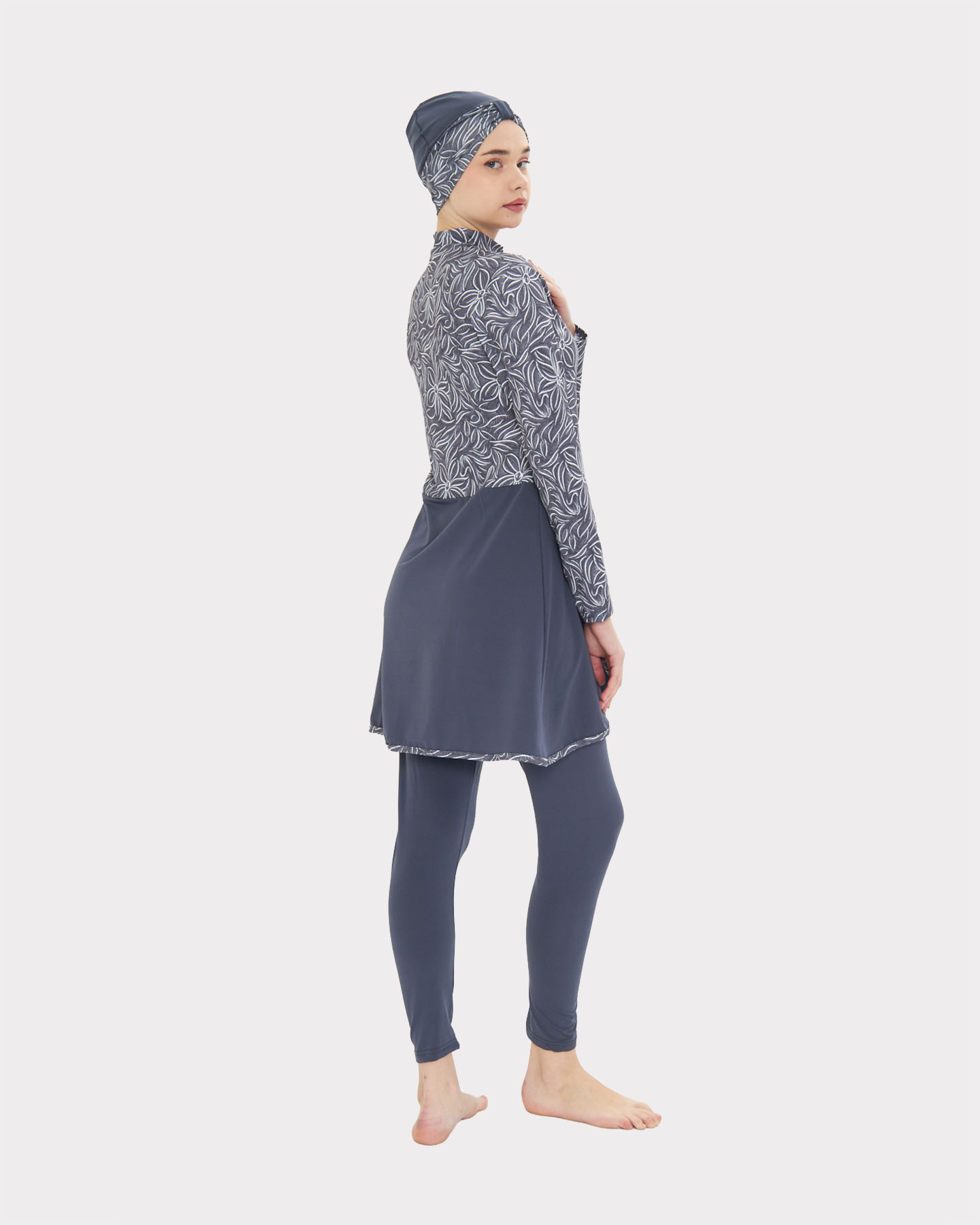 Muslim Swimsuit with hijab - Gray - 3