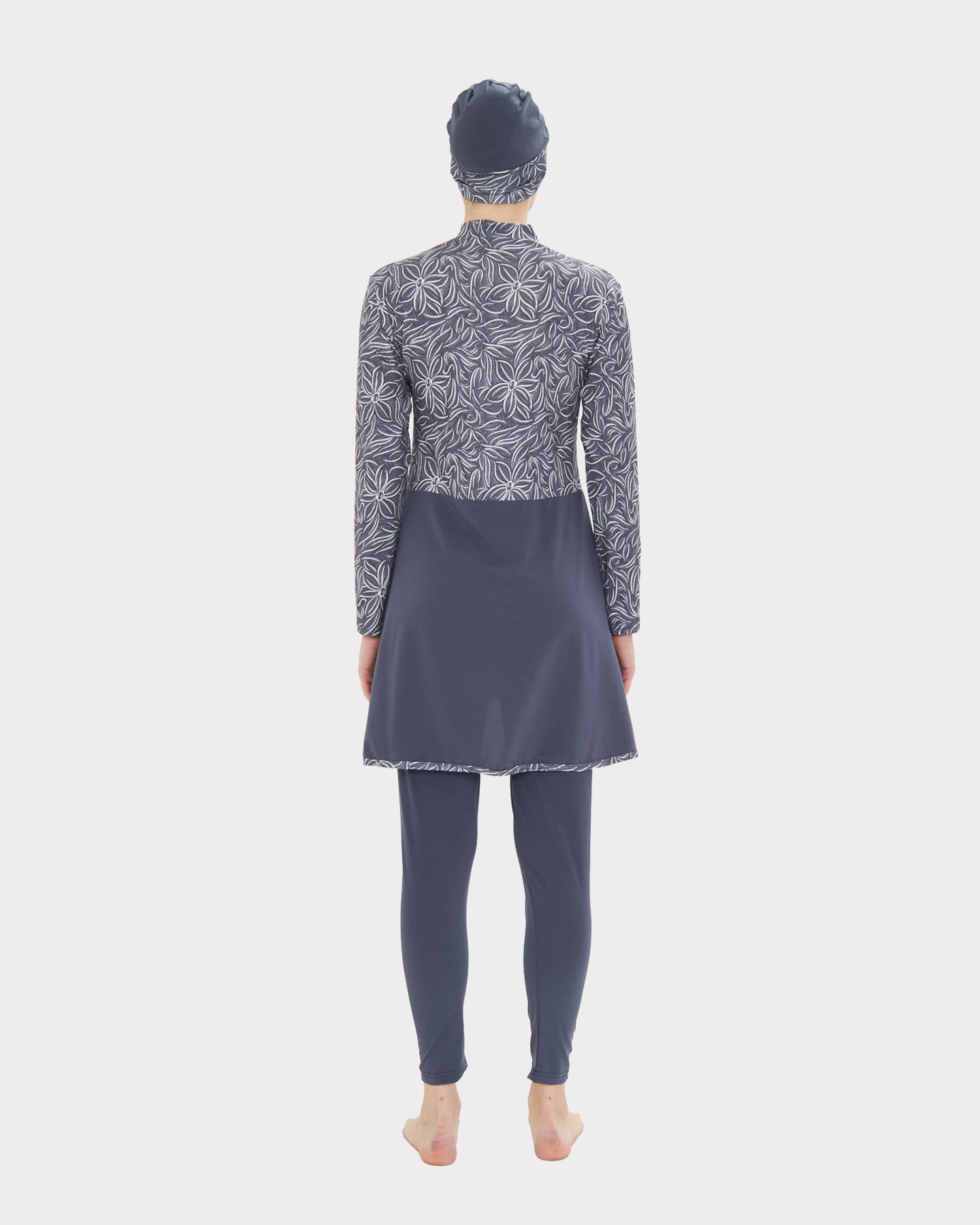Muslim Swimsuit with hijab - Gray - 4