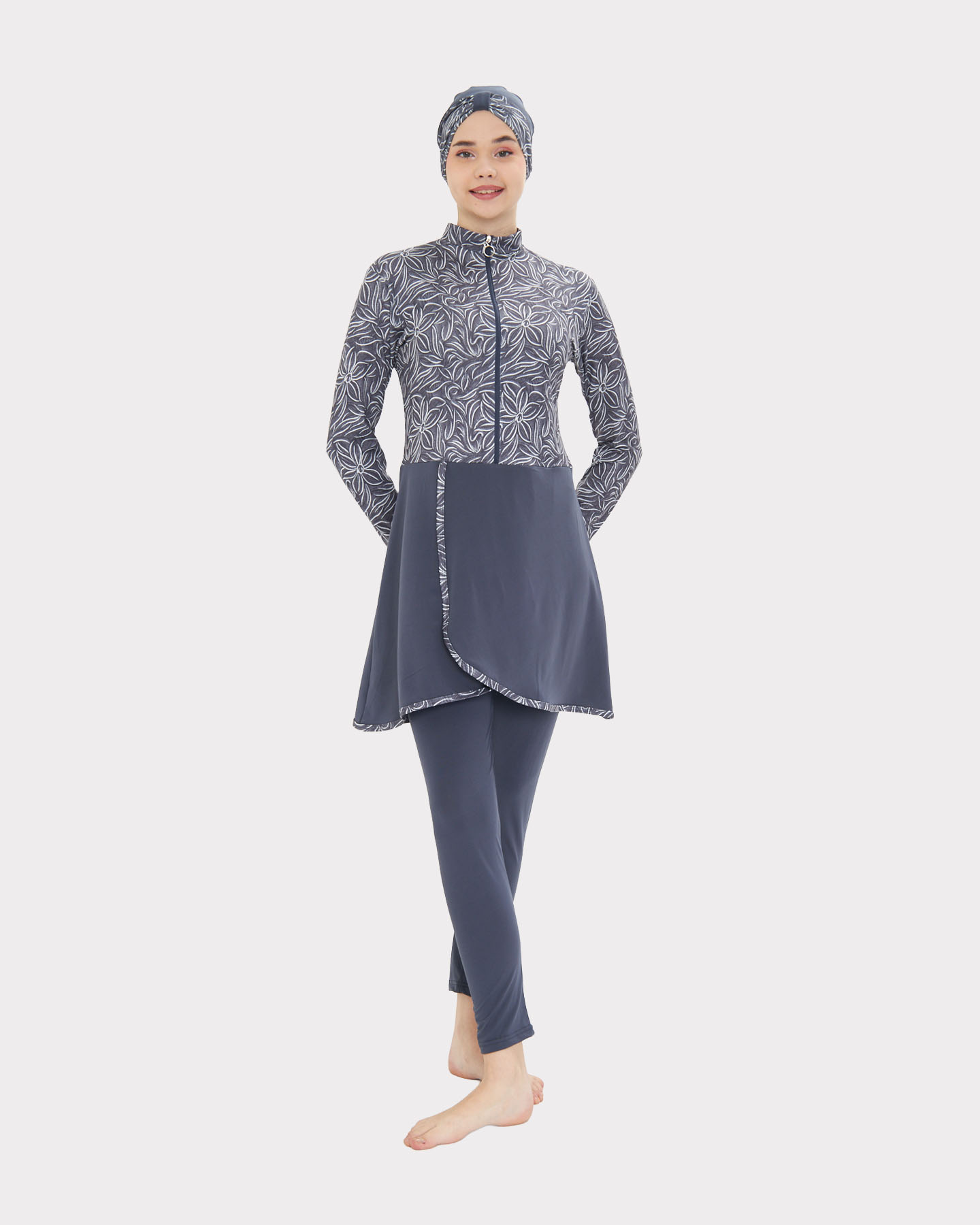 Muslim Swimsuit with hijab - Gray - 2