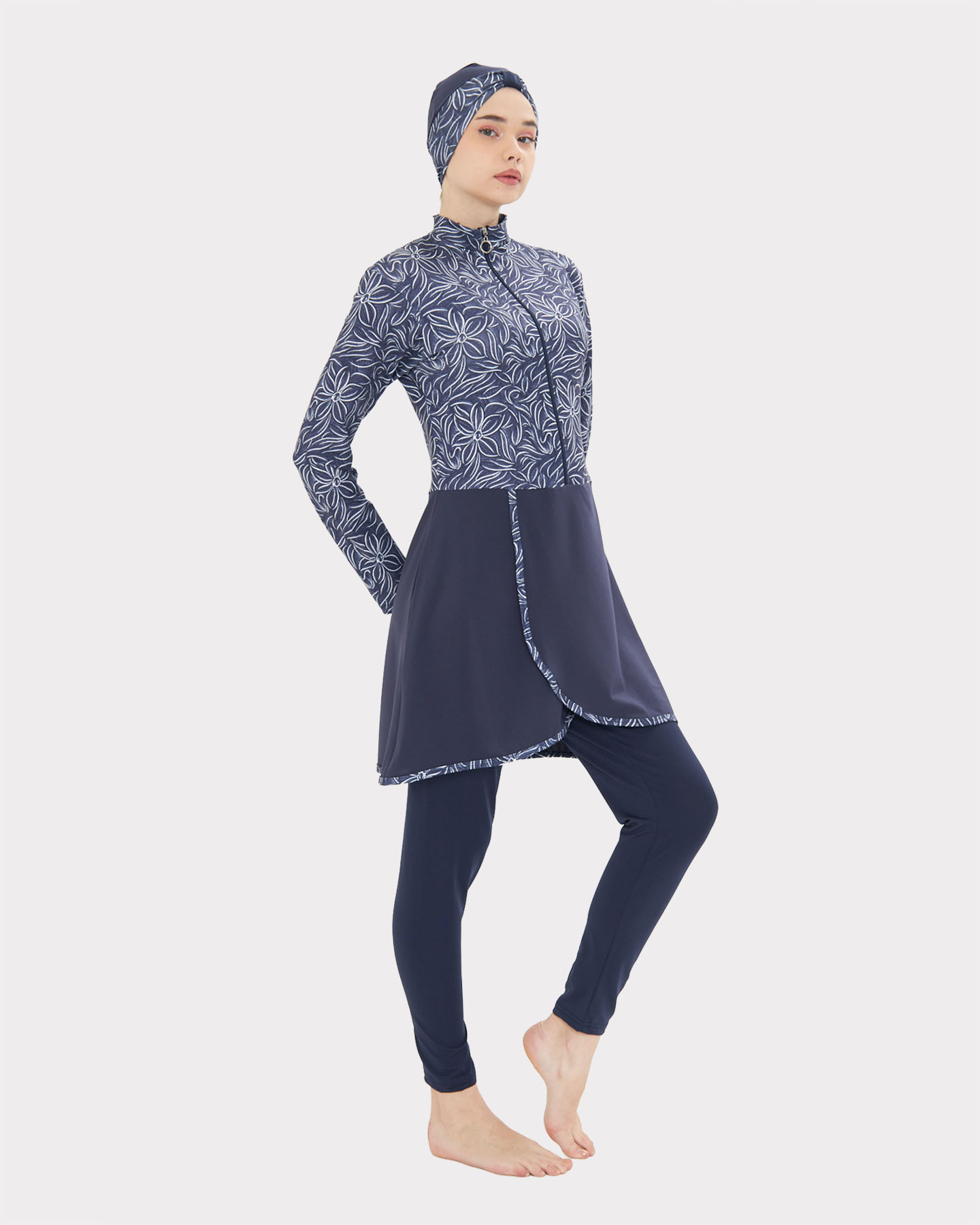 Muslim Swimsuit with hijab - Midnight Blue - 2