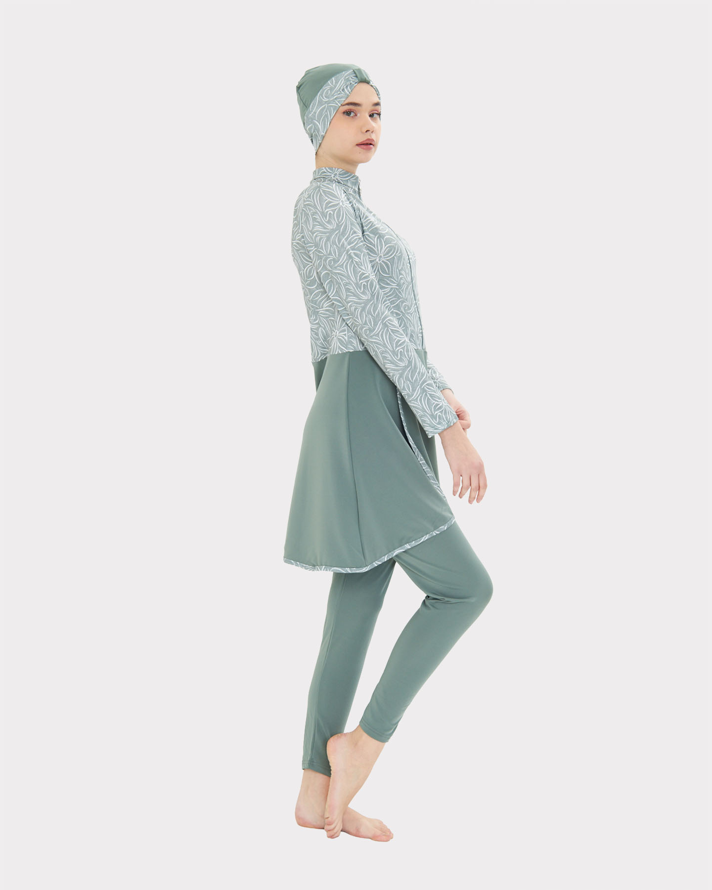 Muslim Swimsuit with hijab - Green - 3