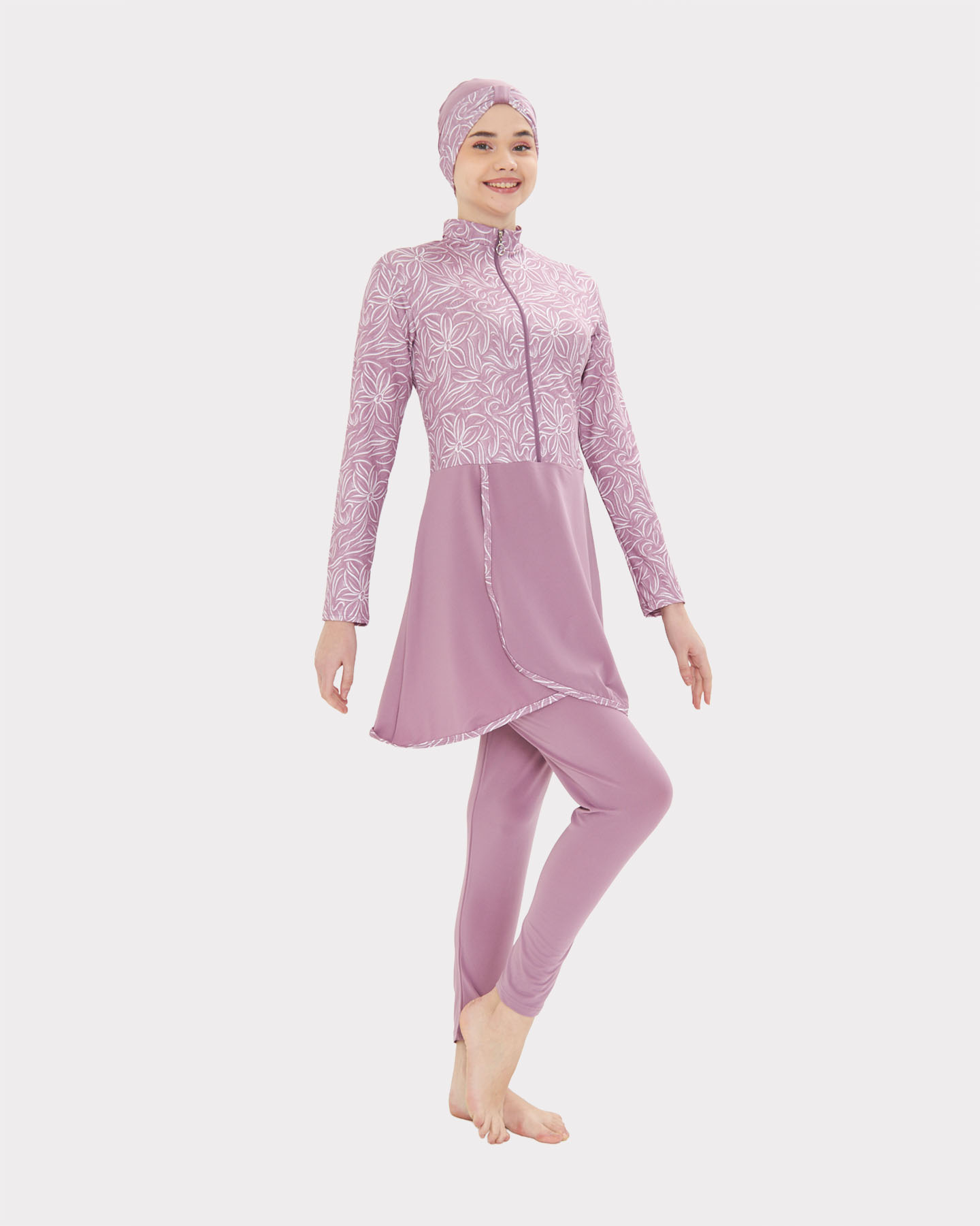 Muslim Swimsuit with hijab - Mauve - 2