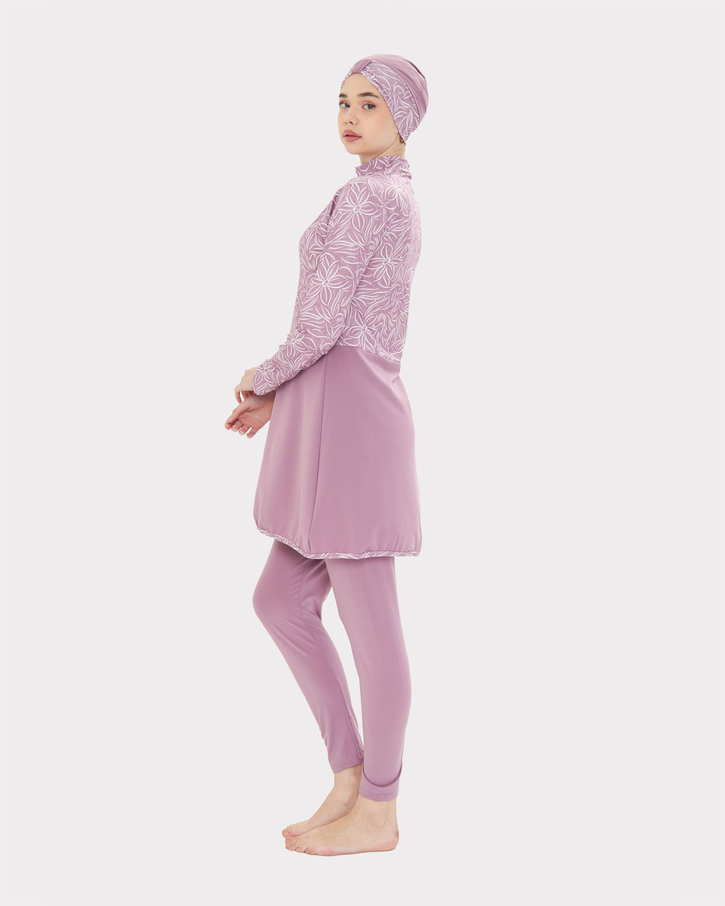 Muslim Swimsuit with hijab - Mauve - 3