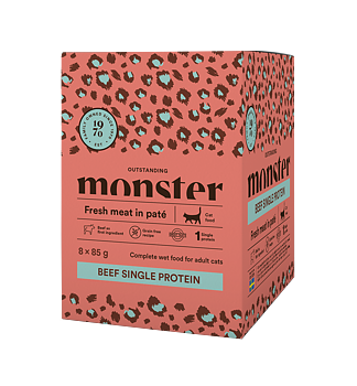 Monster Cat Pouches Adult Beef 8-pack