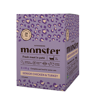 Monster Cat Pouches Senior Chicken/Turkey 8-pack